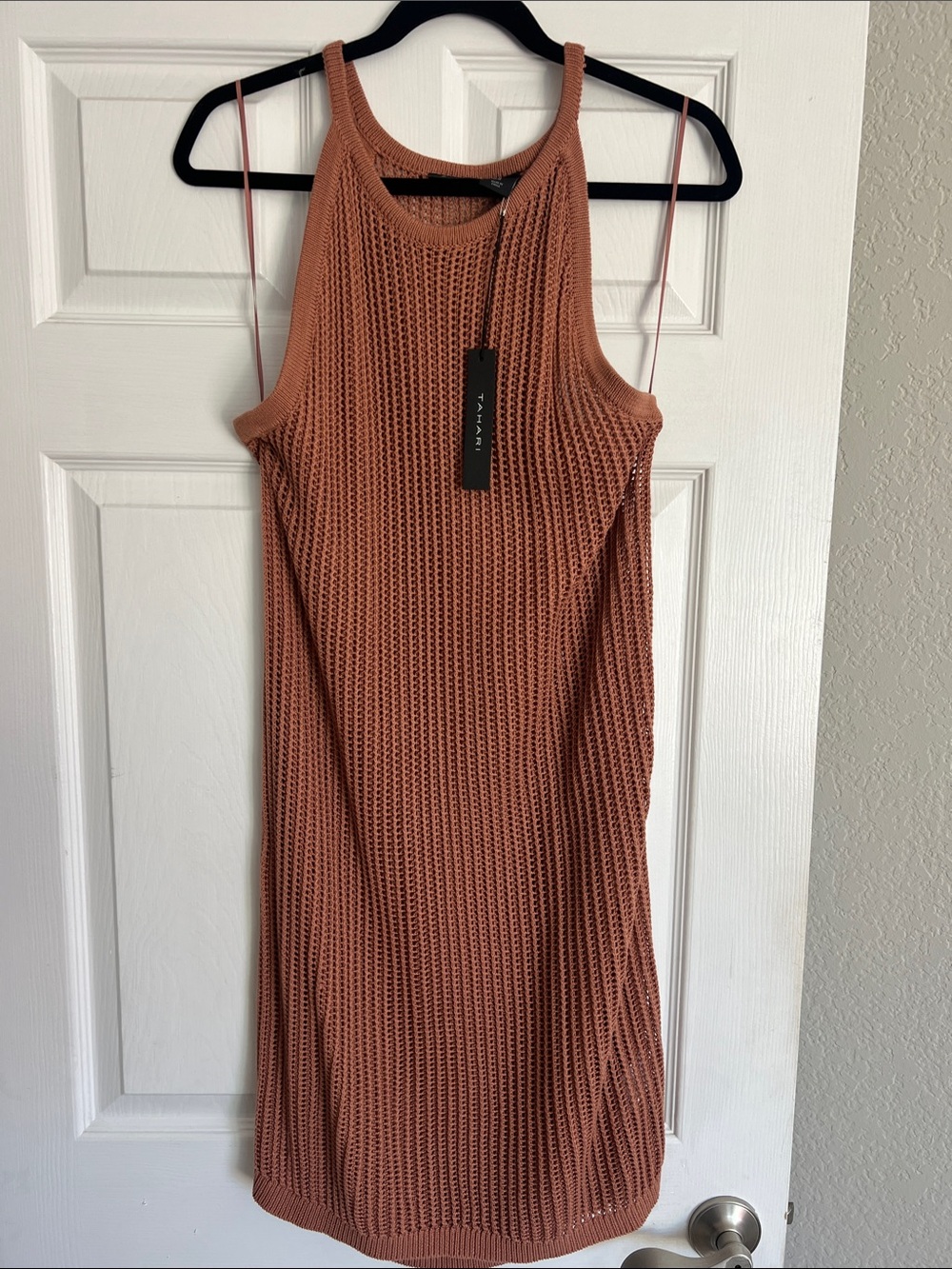 Tahari Sleeveless Knit Midi Dress in Terracotta Brown